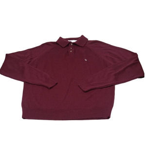 Men's Christian Dior Retro Wool Blend Long Sleeve Button Down Burgundy Sweater L